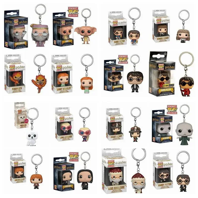 Funko POP Keychain Toy Harried Hermione Potters Series Ginny Ron Hedwig Snape Fawkes Dementor Luna Pocket Pop Key Ring Chain Toy
