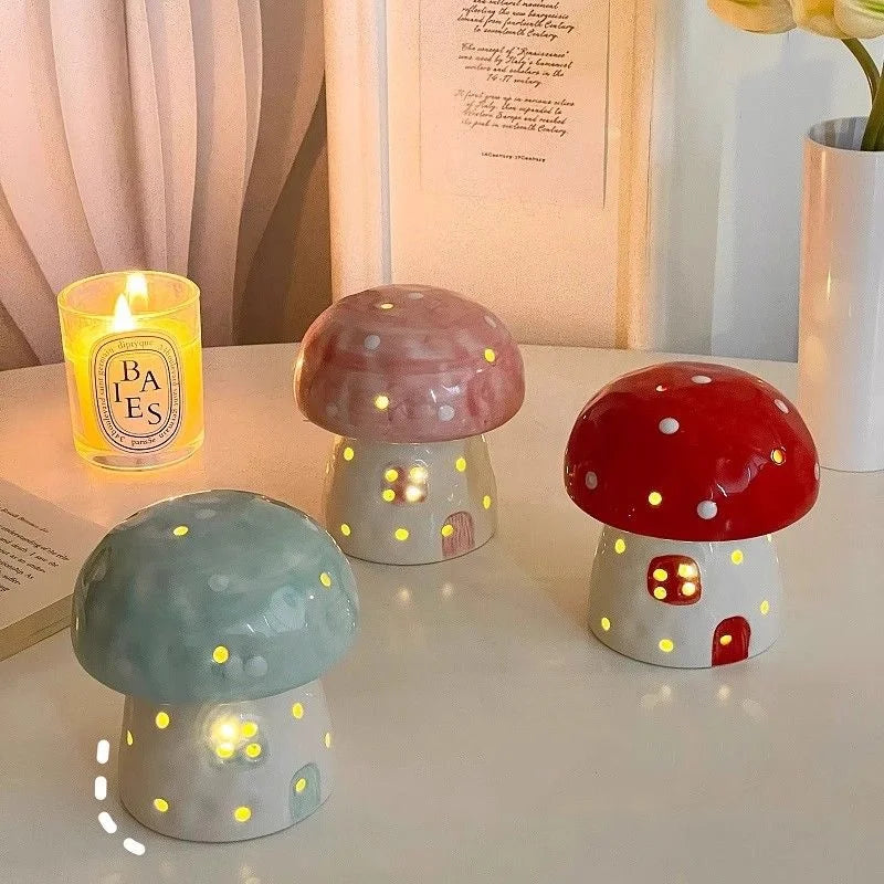 Mushroom Ceramic Night Light Home Bedroom