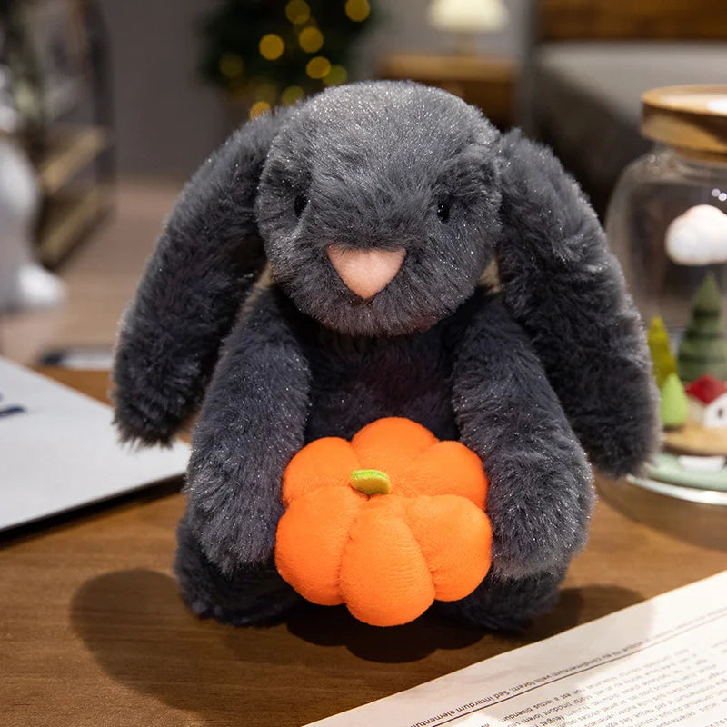 20-30CM Soft Pumpkin Bear, Pumpkin Rabbit Cloak, Eggplant Earmuffs, Eggplant Halloween Plush Toy Festival Decorative Gift