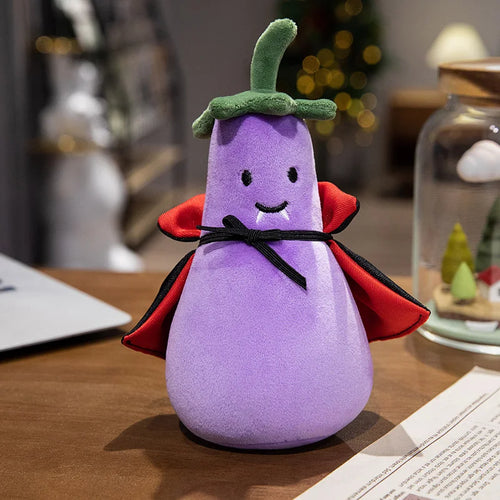 20-30CM Soft Pumpkin Bear, Pumpkin Rabbit Cloak, Eggplant Earmuffs, Eggplant Halloween Plush Toy Festival Decorative Gift