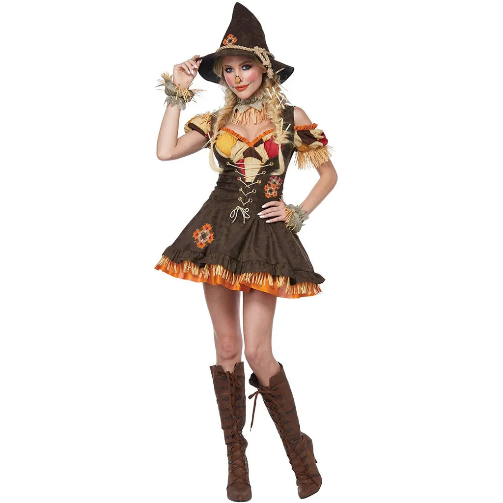 Halloween Costumes for Womens Scarecrow Costume Adult Horror Wizards Witch Cosplay Carnival Party Fancy Dress Up